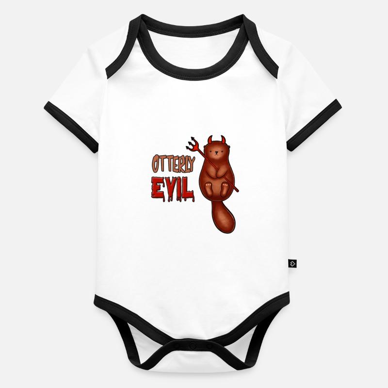 Otterly Evil Otter Pun Baby Bio-Kurzarm-Kontrastbody