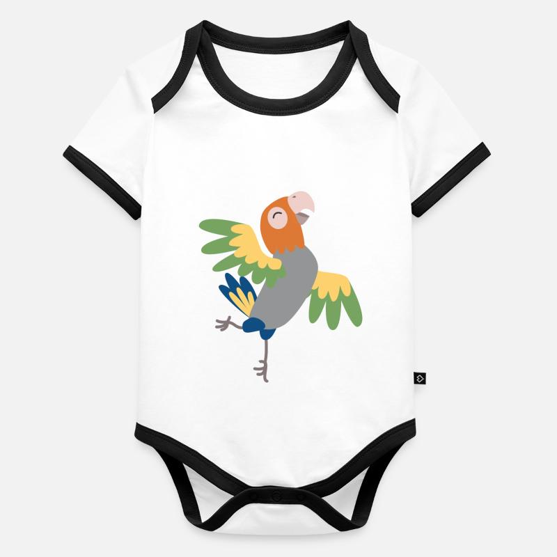 Perroquet Body Bébé bio contrasté manches courtes
