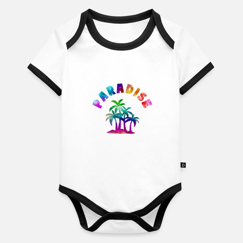 Tropical Paradise motto Organic Baby Contrasting Bodysuit