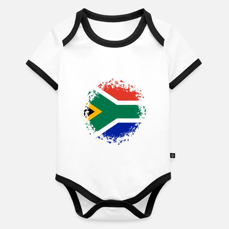 Afrique du Sud drapeau africain Drapeau sud-africain Body Bébé bio contrasté manches courtes