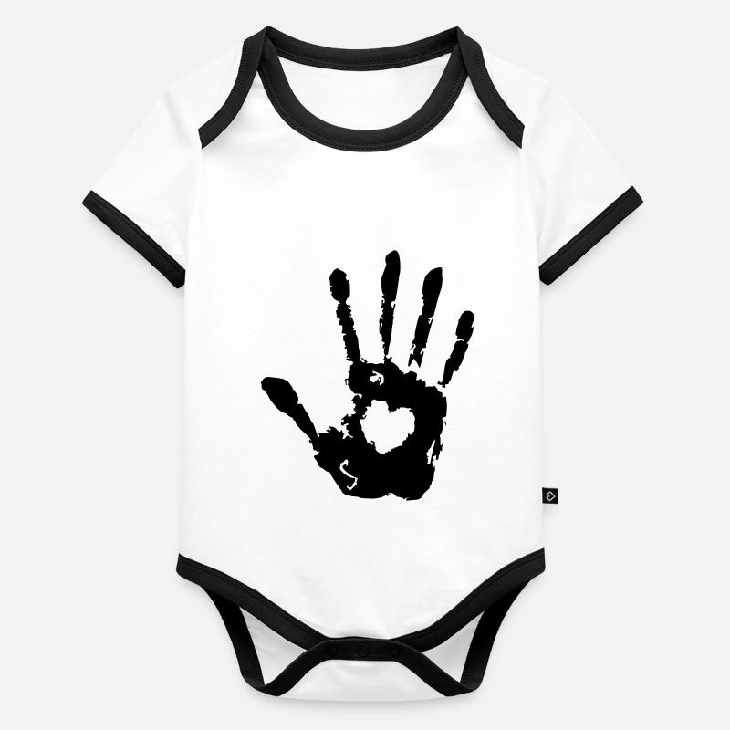 Stop Hand Right with Heart Print Organic Baby Contrasting Bodysuit