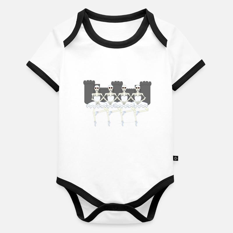 HALLOWEEN squelette ballet tête de mort de château drapeau Body Bébé bio contrasté manches courtes
