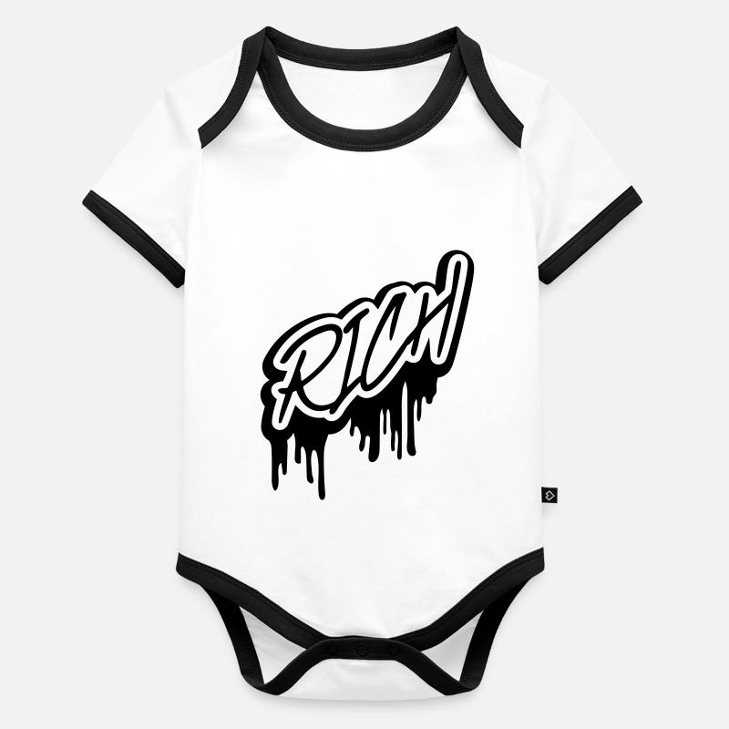 Schleim Rich lettrage Body Bébé bio contrasté manches courtes