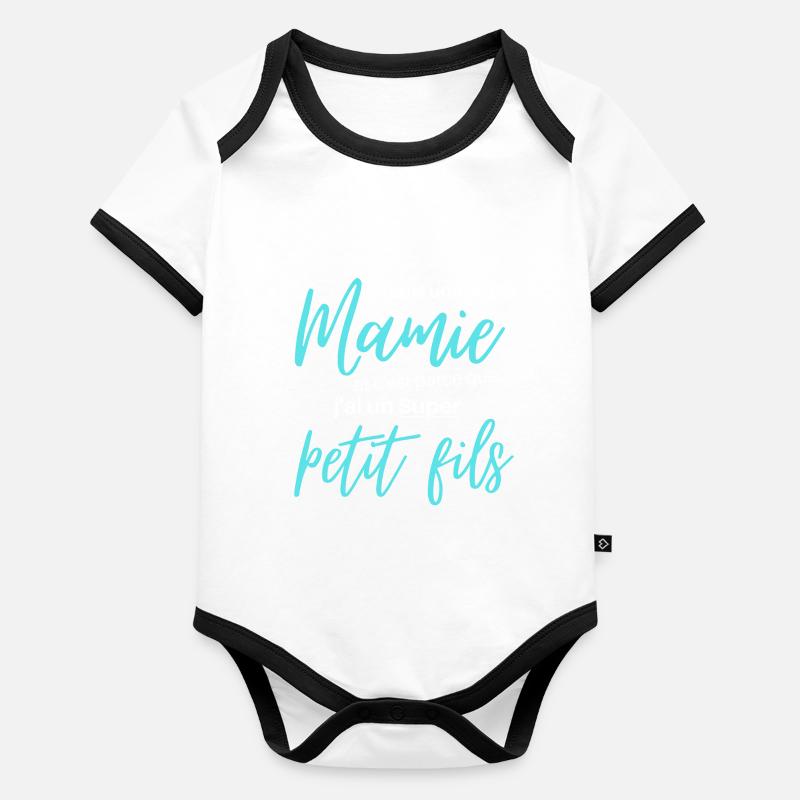 Je suis une super Mamie Body Bébé bio contrasté manches courtes