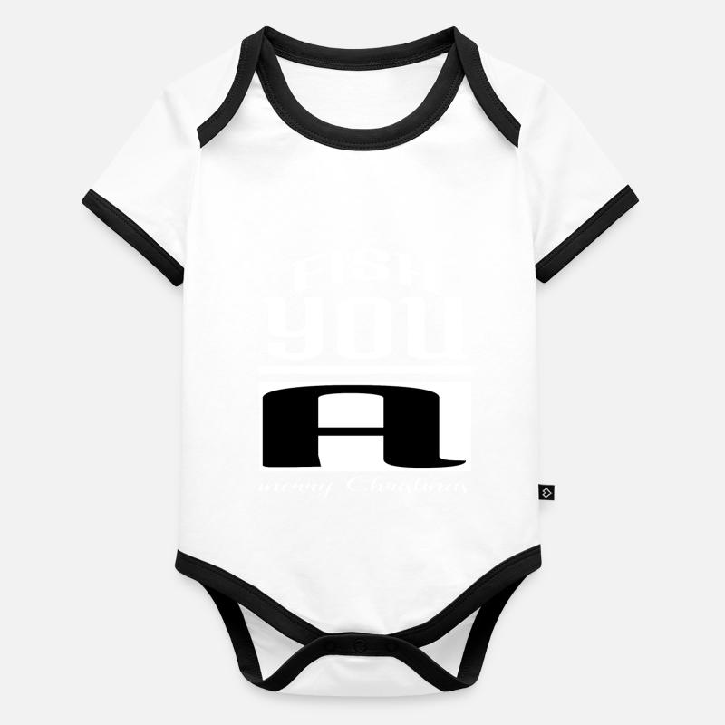 bday comic happy christmas tree fish hook baby Baby Bio-Kurzarm-Kontrastbody