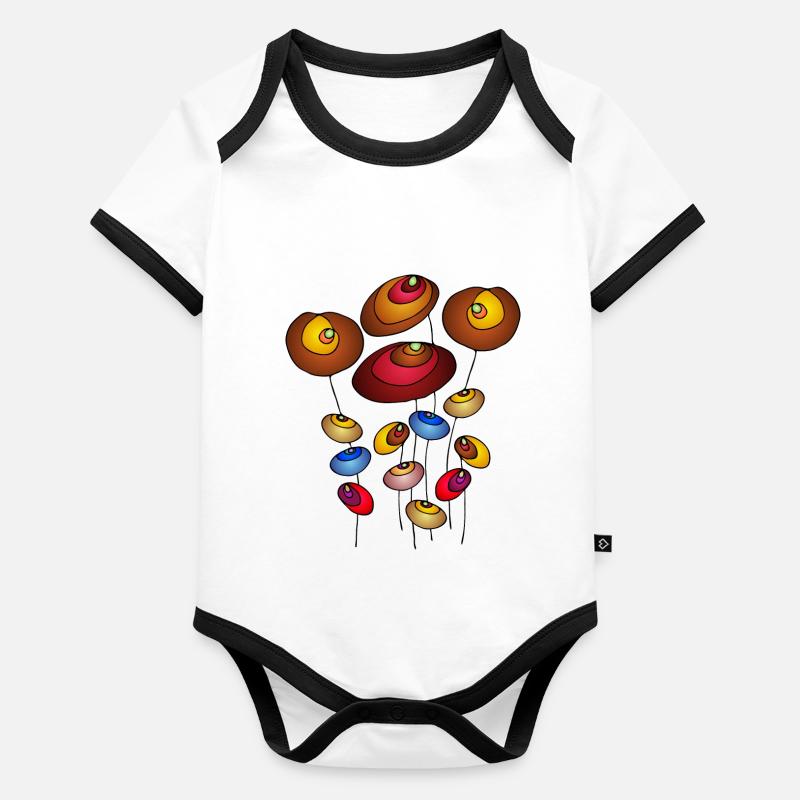 Fleur Body Bébé bio contrasté manches courtes