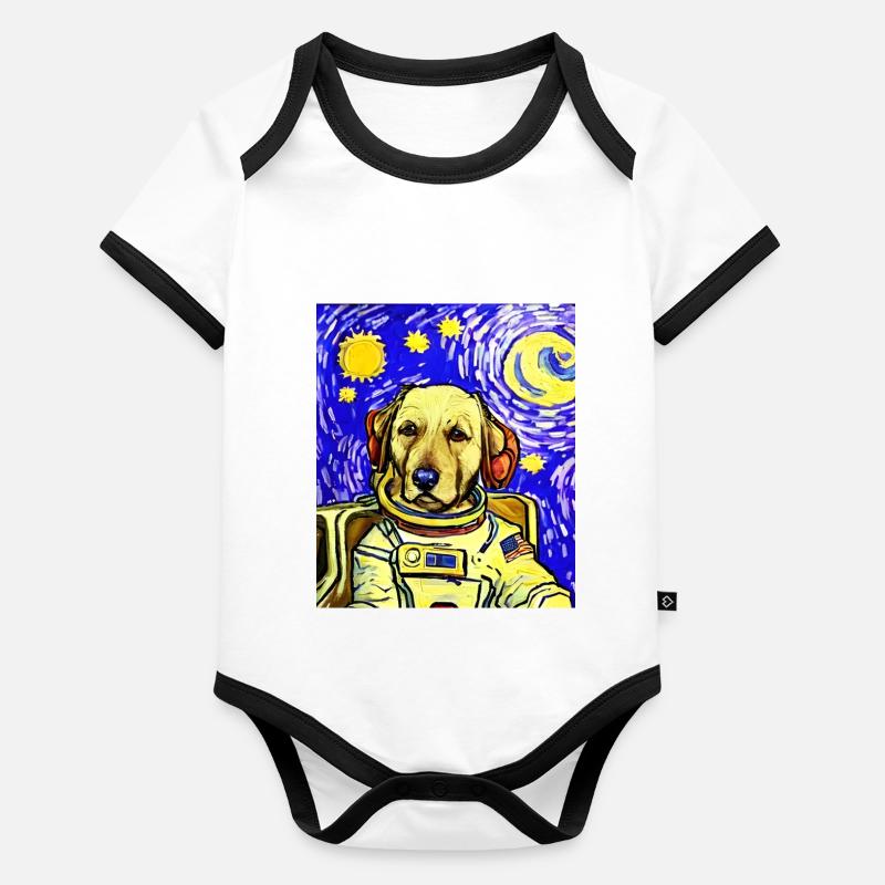 Astronautenhund Van Gogh Baby Bio-Kurzarm-Kontrastbody