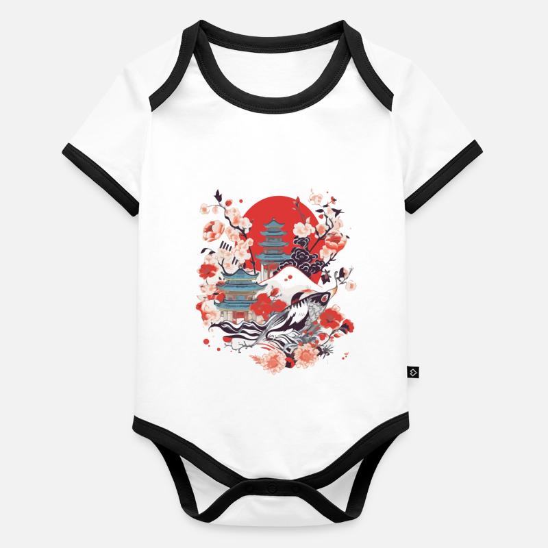 Folklore japonais Body Bébé bio contrasté manches courtes
