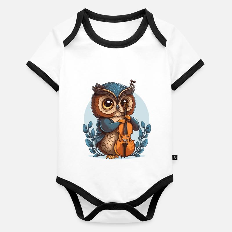 Klassische Eule Baby Bio-Kurzarm-Kontrastbody