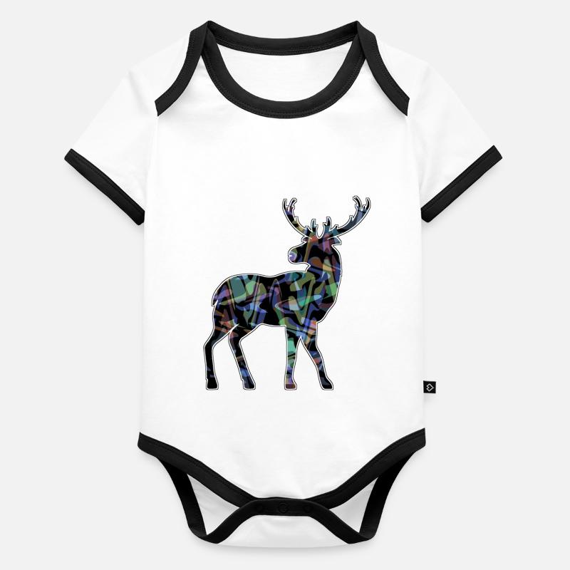 Cerf Body Bébé bio contrasté manches courtes