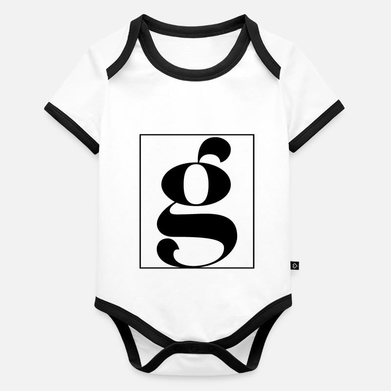 Lettre alphabet g Body Bébé bio contrasté manches courtes