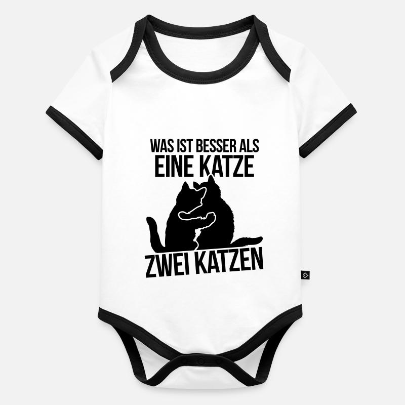 Was ist besser als eine Katze? Zwei Katzen! Baby Bio-Kurzarm-Kontrastbody