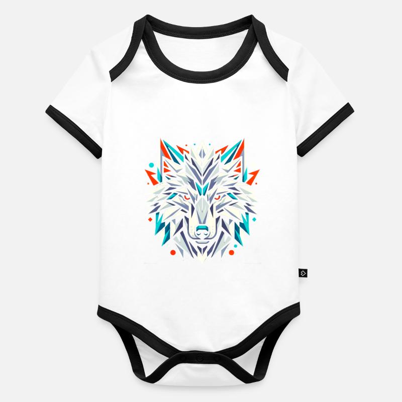 Geometric Wolf T-Shirt Design Organic Baby Contrasting Bodysuit