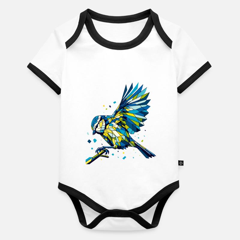 Blaumeise Polygon bunt Baby Bio-Kurzarm-Kontrastbody