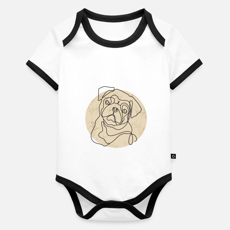 MOPS IM RETRO-STIL Baby Bio-Kurzarm-Kontrastbody