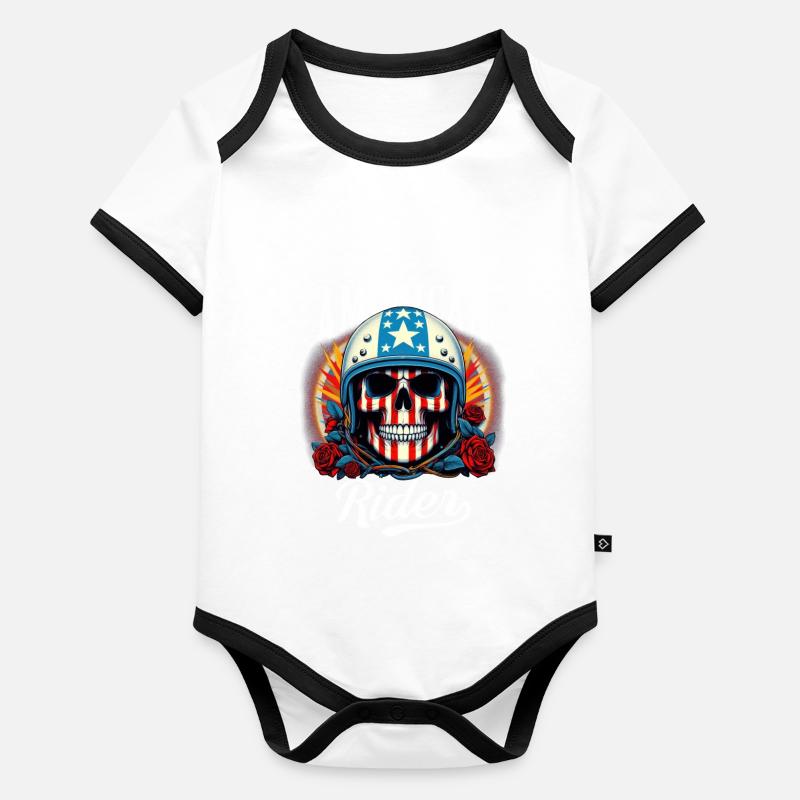 Crâne de cavalier Body Bébé bio contrasté manches courtes