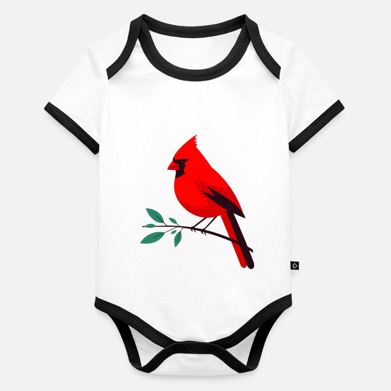 Cardinal criard sur branche Body Bébé bio contrasté manches courtes