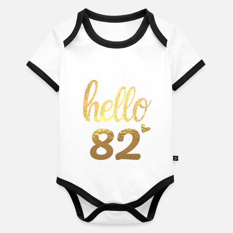 Hello 82 doré Body Bébé bio contrasté manches courtes
