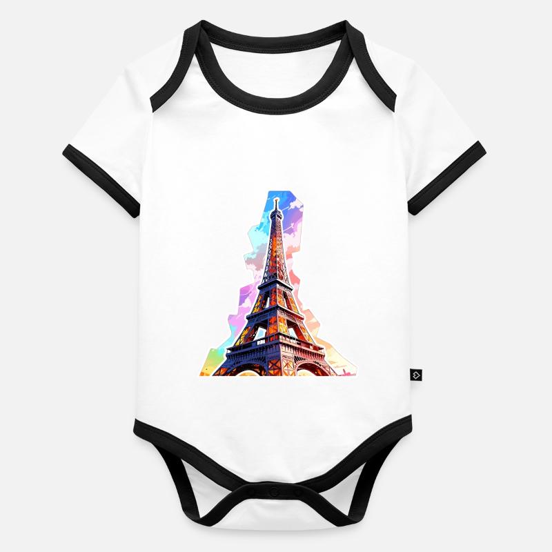 Eiffel tower #14 Body Bébé bio contrasté manches courtes