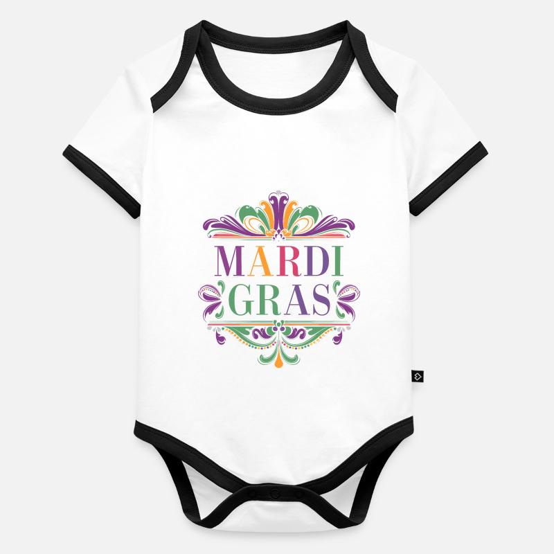 Mardi Gras Body Bébé bio contrasté manches courtes