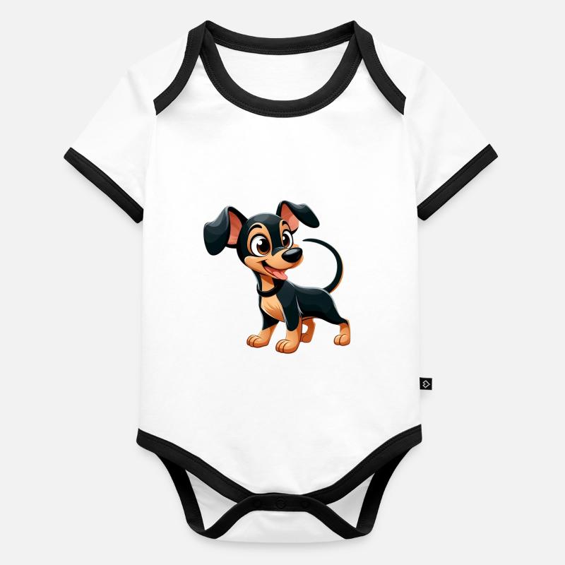 pinscher 2 Body Bébé bio contrasté manches courtes