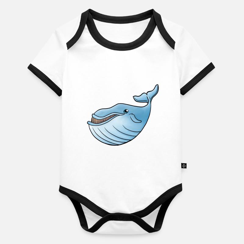 petite baleine bleue - Body Bébé bio contrasté manches courtes - undefined
