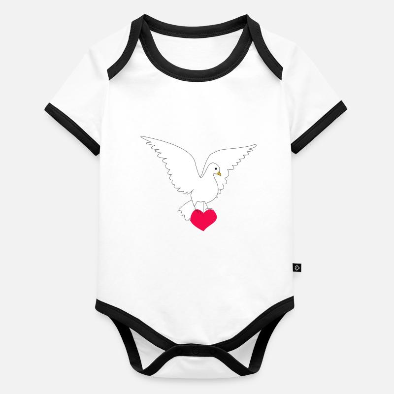 colombe de la paix Body Bébé bio contrasté manches courtes