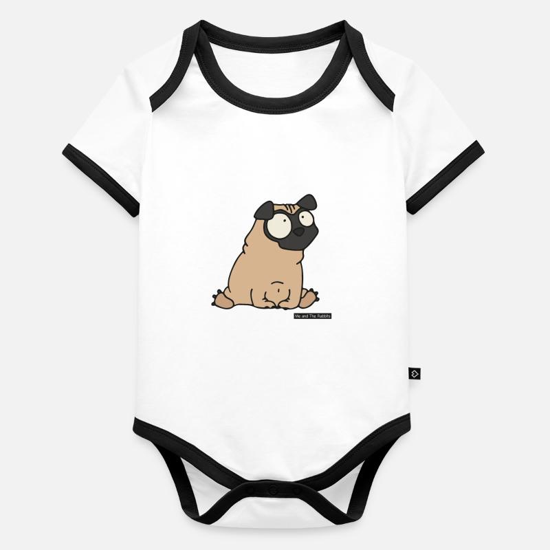 Mops / Pug Organic Baby Contrasting Bodysuit