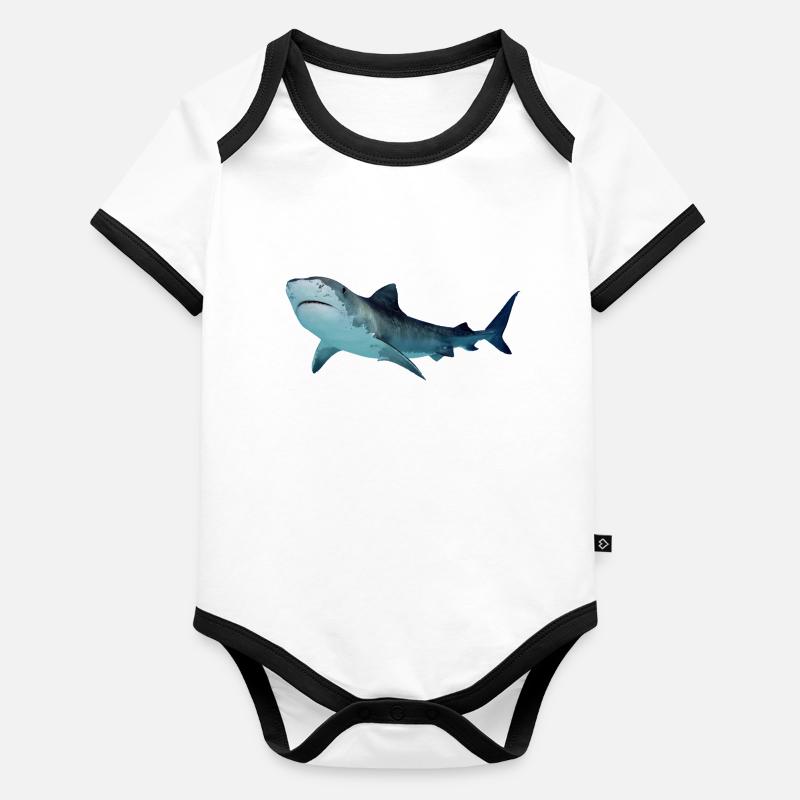 shark Organic Baby Contrasting Bodysuit