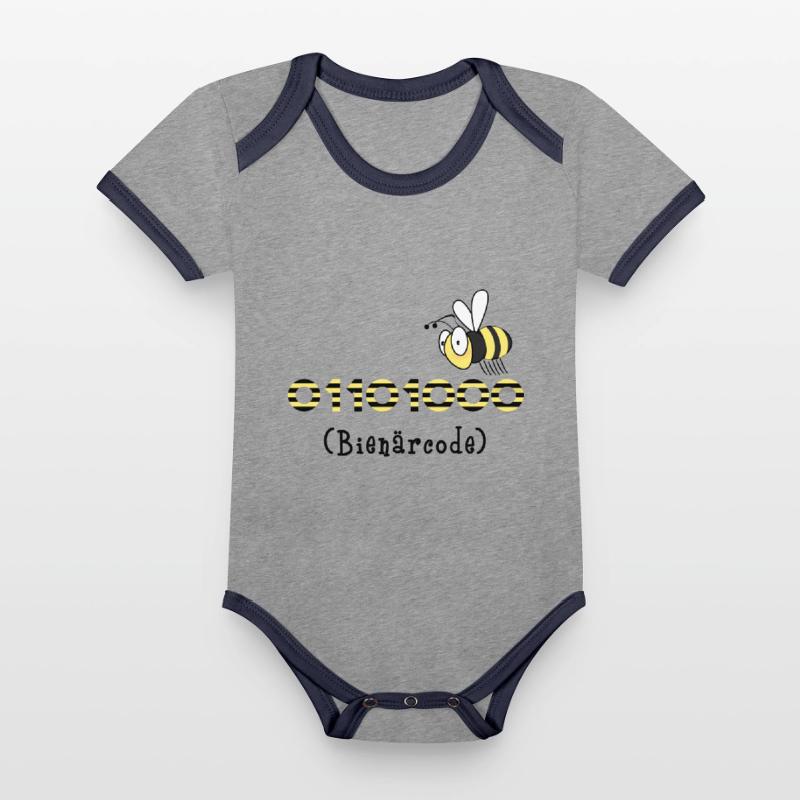 Binärcode Biene Code Informatik Geschenk Honig Baby Bio-Kurzarm-Kontrastbody