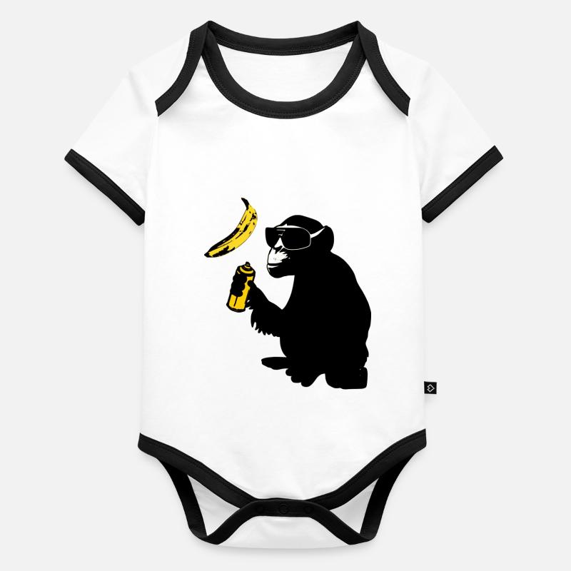 monkey sprayed banana Organic Baby Contrasting Bodysuit