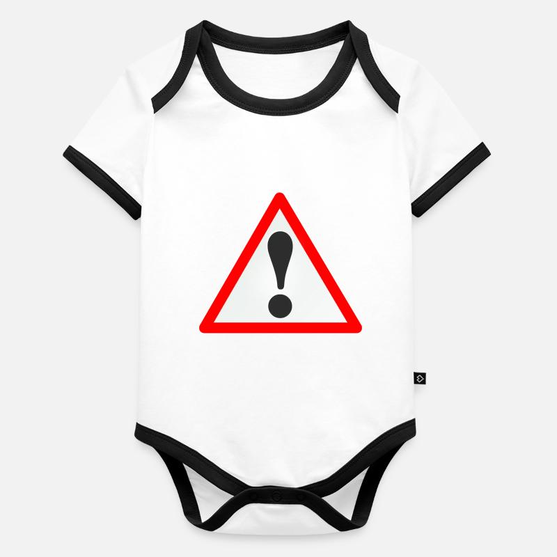 Warnschild/Ausrufezeichen /Warning/Attention Baby Bio-Kurzarm-Kontrastbody