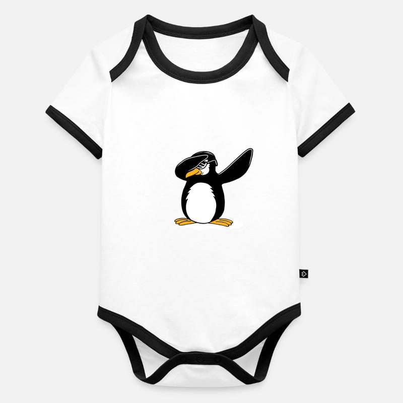 Dabbing Pinguin Funny Dance Geschenk Baby Bio-Kurzarm-Kontrastbody