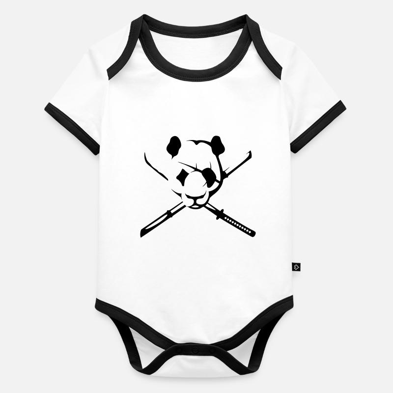 Panda pirate Body Bébé bio contrasté manches courtes