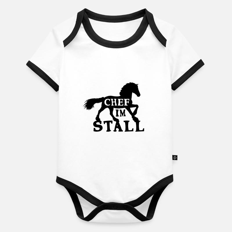 Chef im Stall Reiterhof Baby Bio-Kurzarm-Kontrastbody