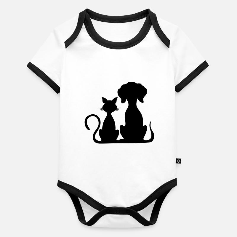 chien et chat Body Bébé bio contrasté manches courtes