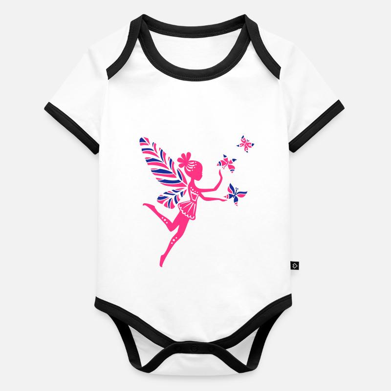 pixie, fairy, elves, magic, butterfly, summer Organic Baby Contrasting Bodysuit