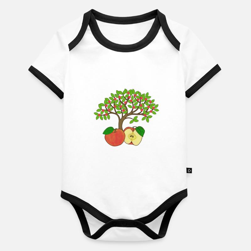 Pommier, pomme Body Bébé bio contrasté manches courtes