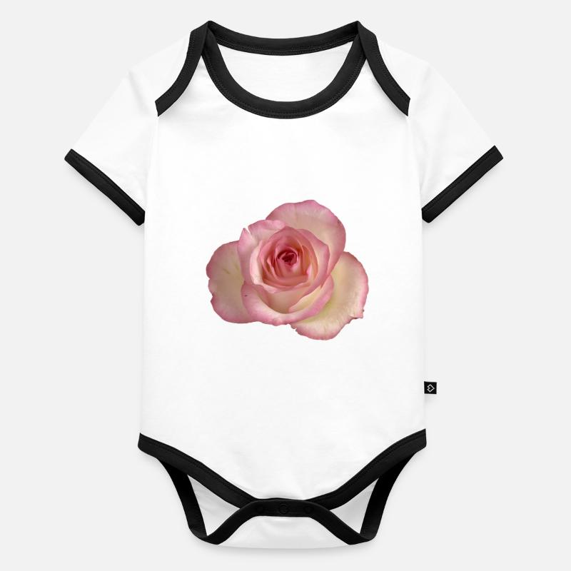 Rose / rose blanche Body Bébé bio contrasté manches courtes