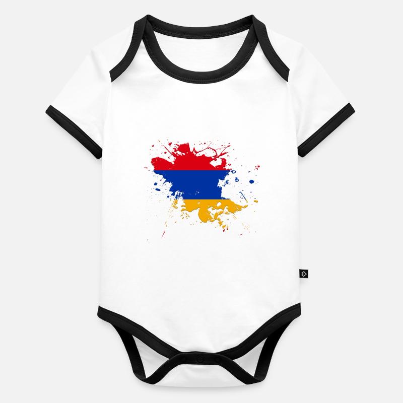 Armenien Flagge als Farbklecks Baby Bio-Kurzarm-Kontrastbody