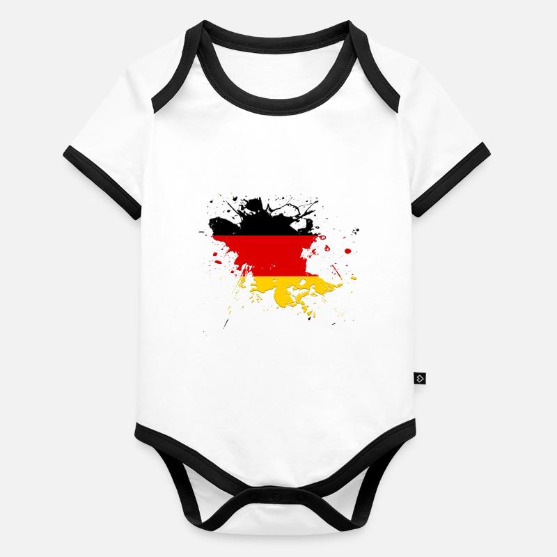 Deutschland Flagge als Farbklecks Baby Bio-Kurzarm-Kontrastbody