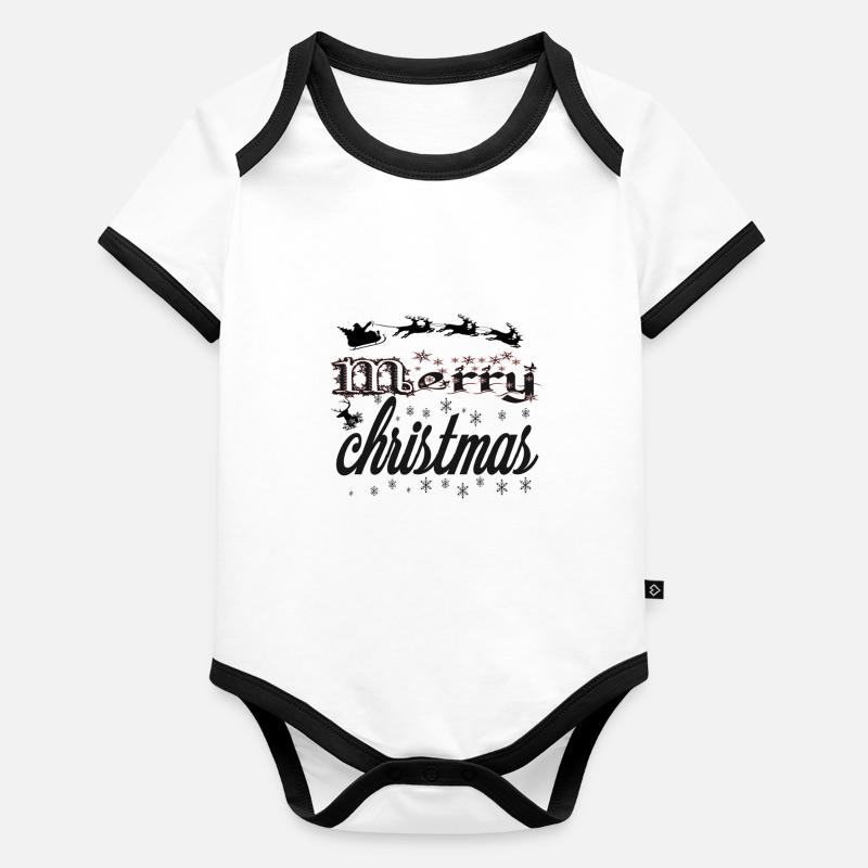 merry christmas Body Bébé bio contrasté manches courtes