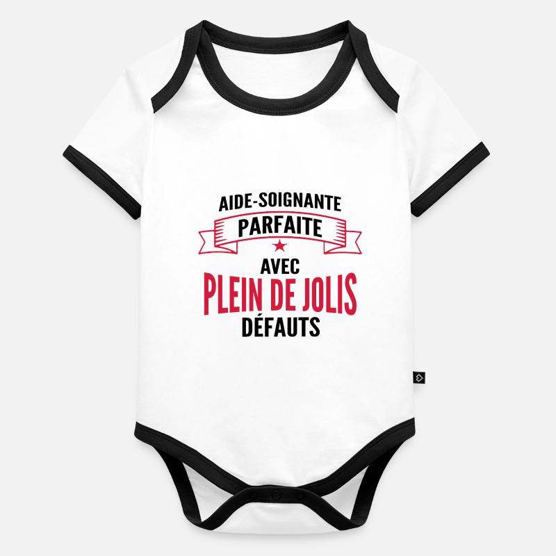 aide soignante parfaite Body Bébé bio contrasté manches courtes
