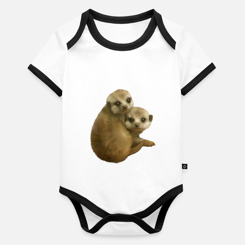 Erdmännchen Baby Bio-Kurzarm-Kontrastbody
