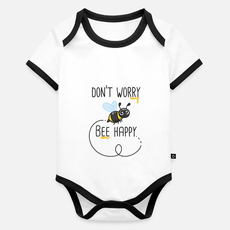 Don't worry bee happy Body Bébé bio contrasté manches courtes
