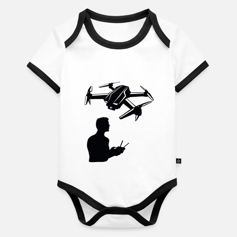 Drone homme avec télécommande Body Bébé bio contrasté manches courtes