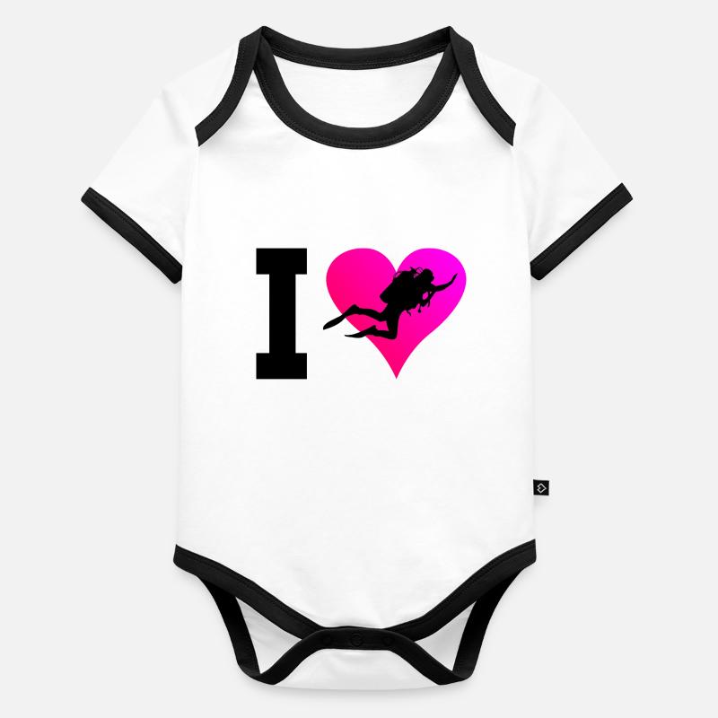 Plongée sous-marine Scuba Diver Free Dive Diver Body Bébé bio contrasté manches courtes