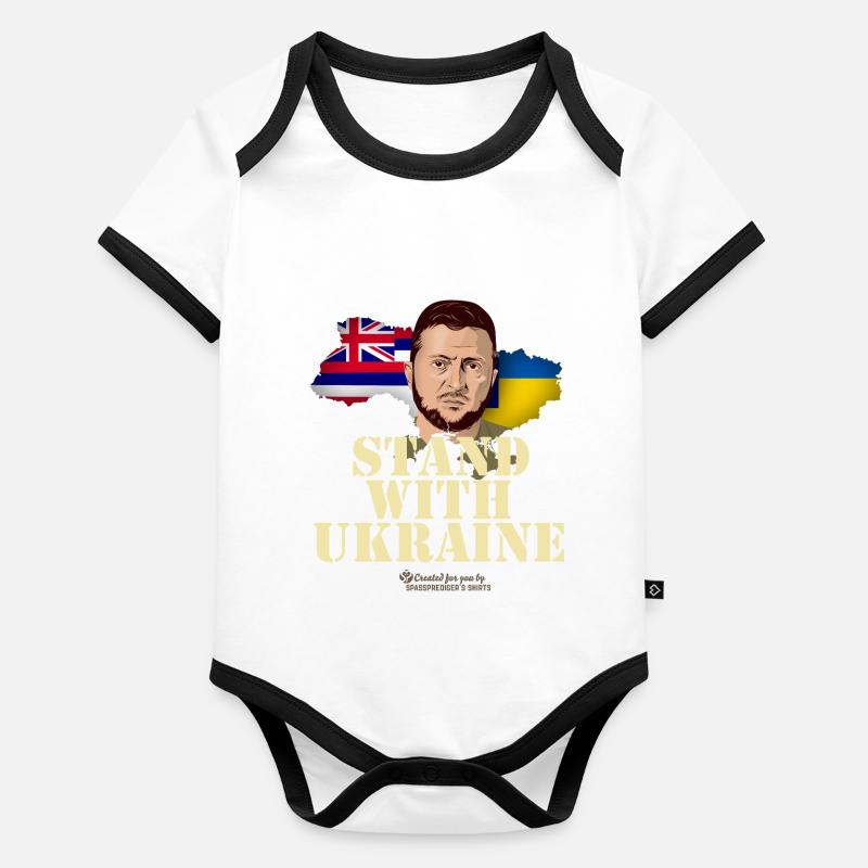 Ukraine Hawaï Body Bébé bio contrasté manches courtes