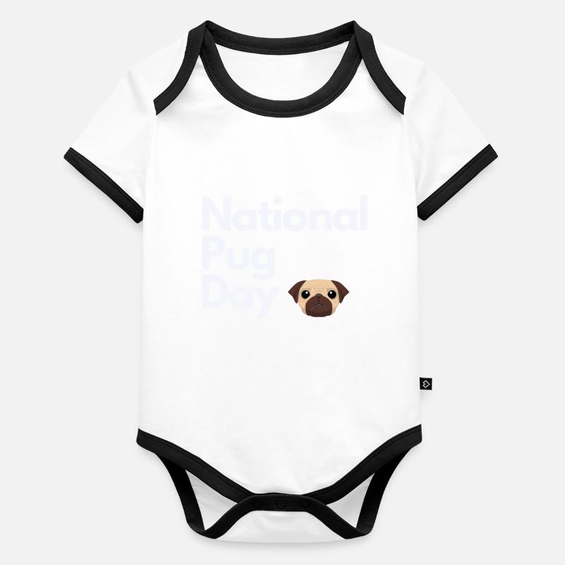 National Pug Day Mops Baby Bio-Kurzarm-Kontrastbody