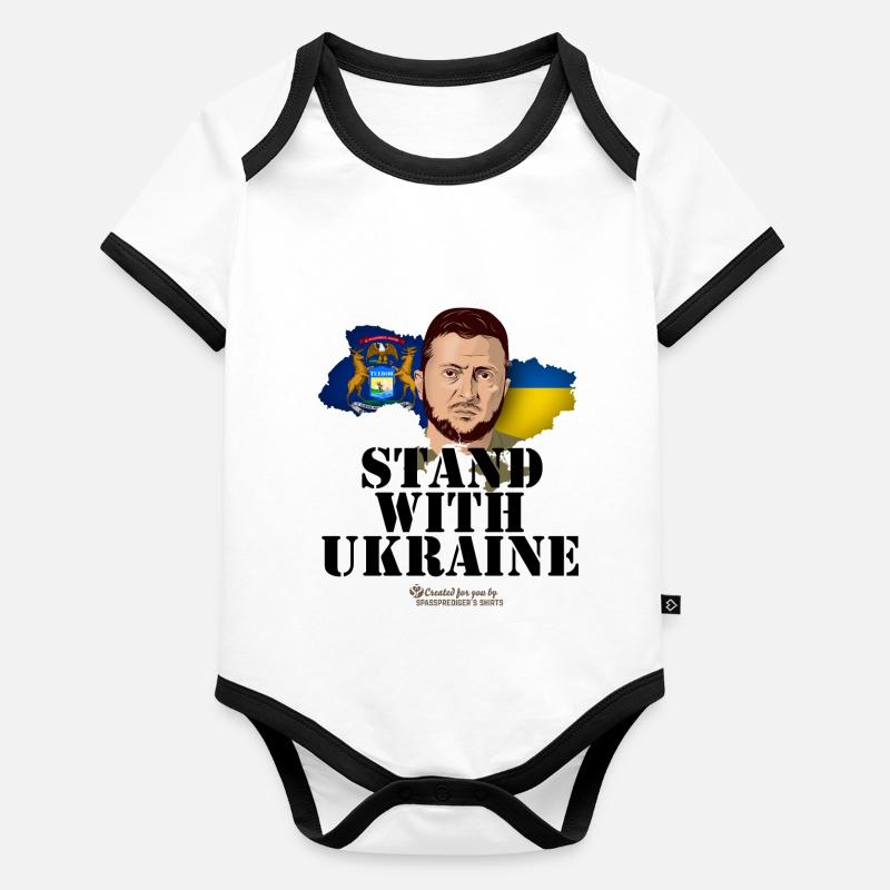 Michigan Ukraine Unterstützer Merch Baby Bio-Kurzarm-Kontrastbody